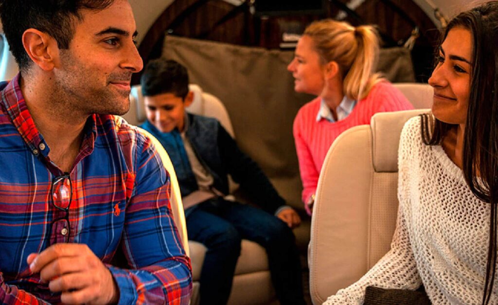 Family traveling comfortably on a Pilatus aircraft